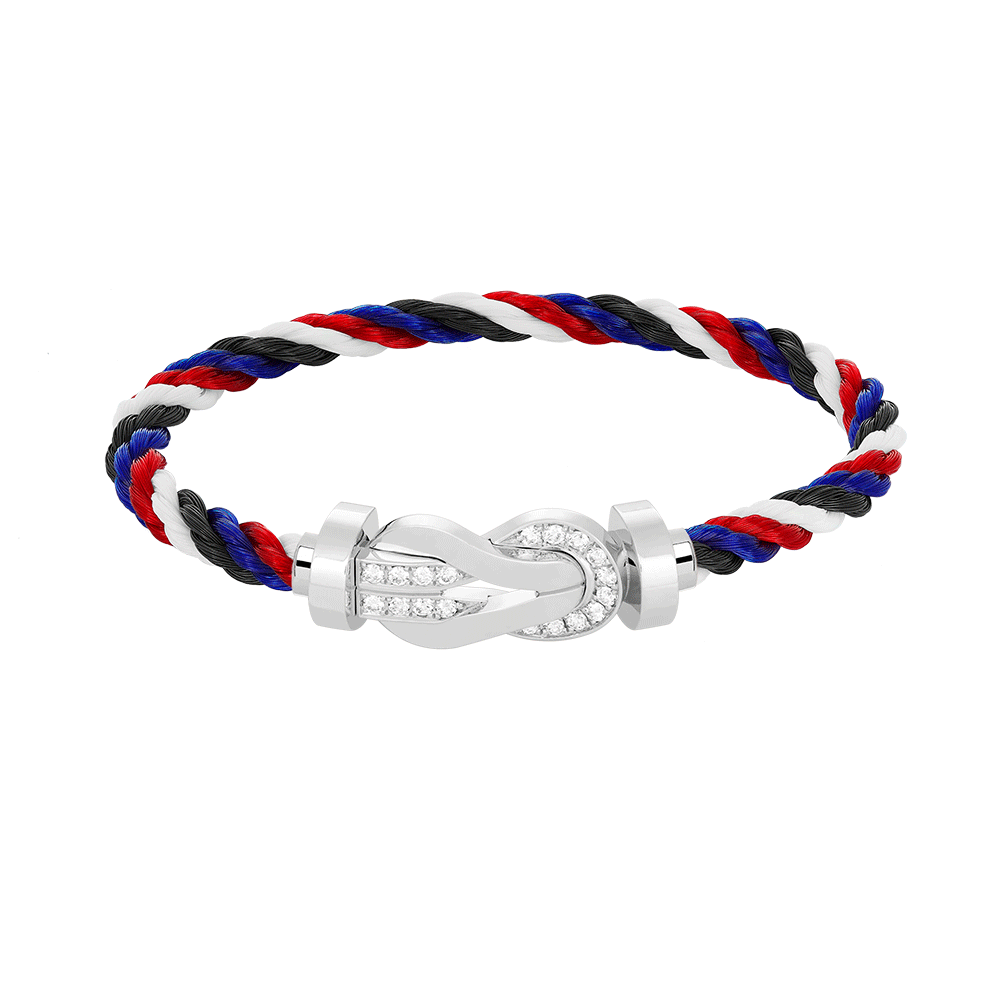 ??Loco?¡¥CHANCE LARGE 8 FIGURE BUCKLE HALF DIAMOND BRACELET SILVER