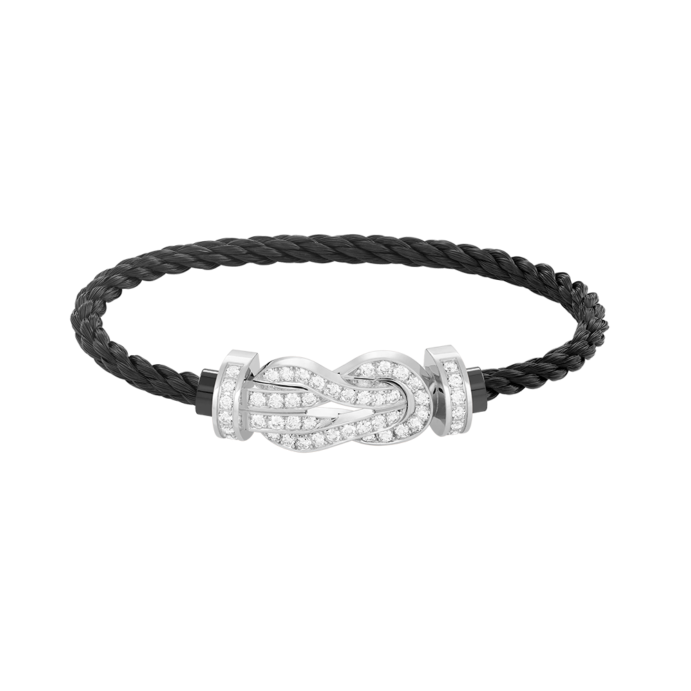 ??Loco?¡¥CHANCE LARGE 8 FIGURE BUCKLE FULL DIAMOND BRACELET SILVER