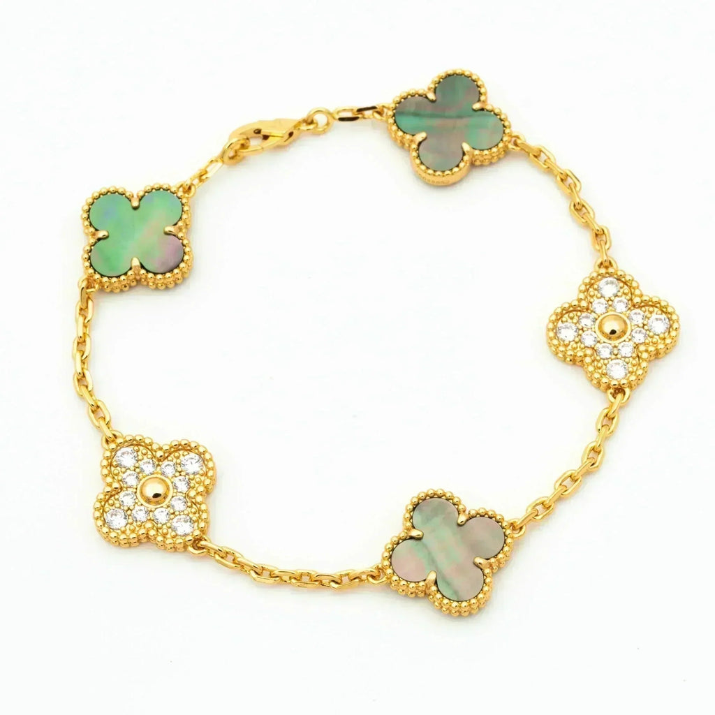[Loco]New CLOVER 5 MOTIF GRAY MOP BRACELET COLLECTION