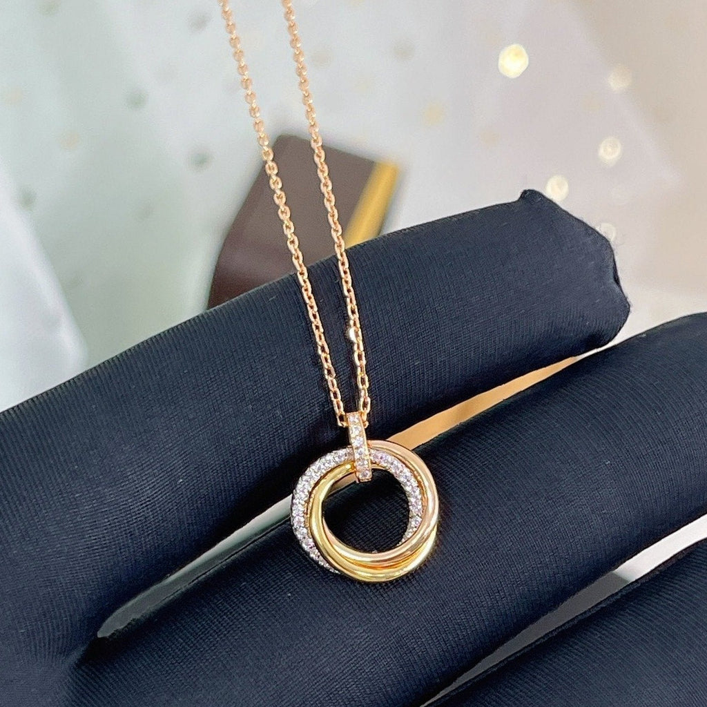 ??Loco?¡¥TRINITY NECKLACE SILVER GOLD PINK GOLD DIAMONDS
