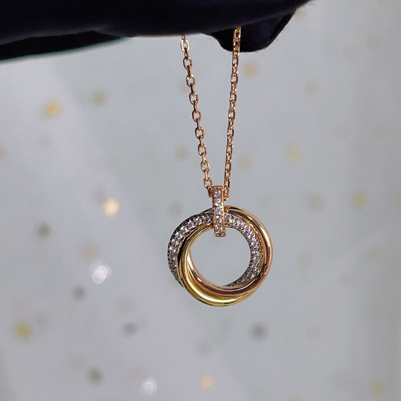 ??Loco?¡¥TRINITY NECKLACE SILVER GOLD PINK GOLD DIAMONDS
