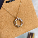 ??Loco?¡¥TRINITY NECKLACE SILVER GOLD PINK GOLD DIAMONDS