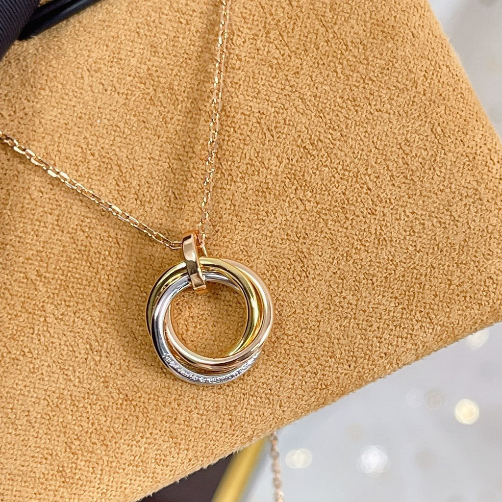 ??Loco?¡¥TRINITY NECKLACE SILVER GOLD PINK GOLD DIAMONDS