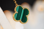 ??Loco?¡¥CLOVER EARRINGS GOLD MALACHITE DIAMOND 3 MOTIF