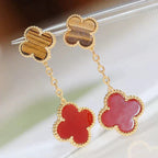 ??Loco?¡¥CLOVER  2 MOTIF  TIGER EYE CARNELIAN EARRINGS