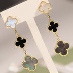 ??Loco?¡¥CLOVER EARRINGS GOLD ONYX MOP 3 MOTIF