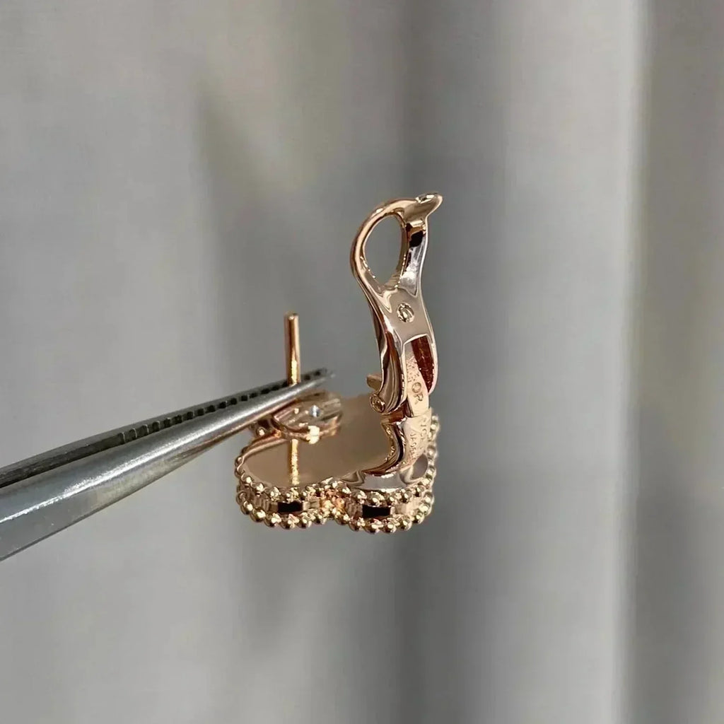 ??Loco?¡¥CLOVER MEDIUM 1 MOTIFS  PINK MOP DIAMOND EARRINGS