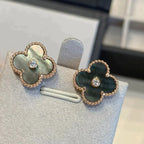 ??Loco?¡¥CLOVER MEDIUM 1 MOTIFS GRAY MOP  DIAMOND EARRINGS