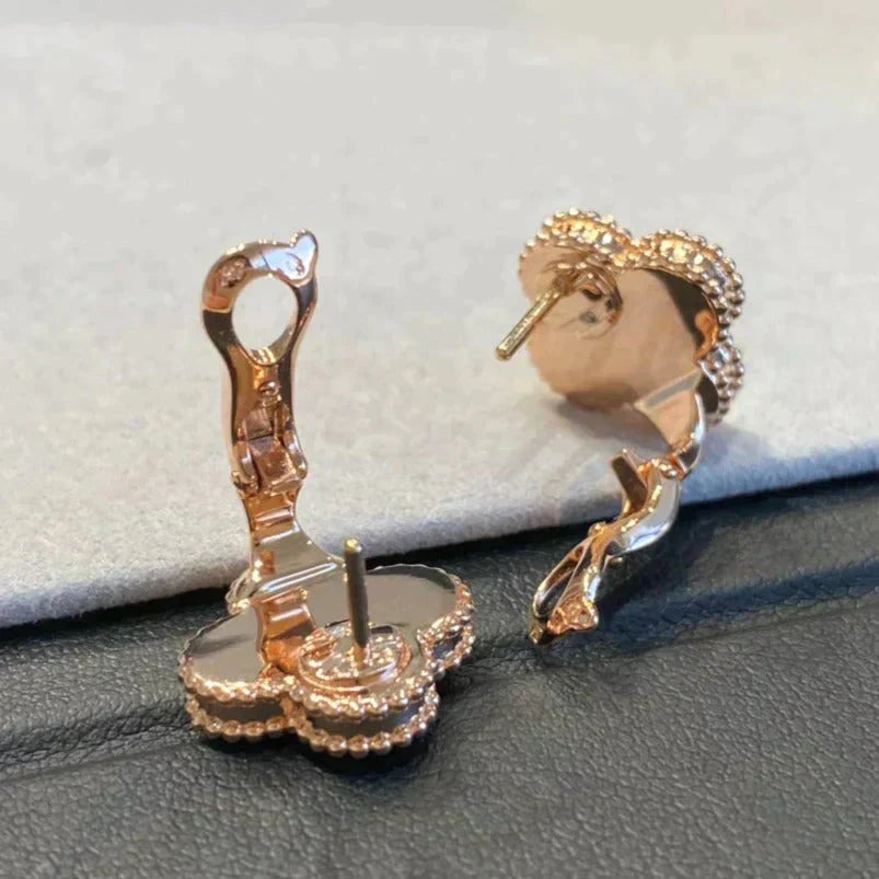 ??Loco?¡¥CLOVER MEDIUM 1 MOTIFS GRAY MOP  DIAMOND EARRINGS