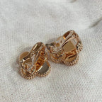 ??Loco?¡¥CLOVER MEDIUM 1 MOTIFS CARNELIAN  DIAMOND earrings