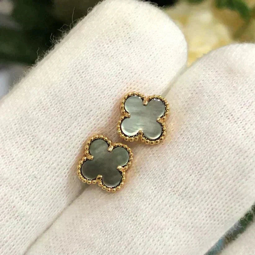 ??Loco?¡¥CLOVER MINI 9.5MM GRAY MOP EARRINGS