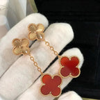 ??Loco?¡¥CLOVER 2 MOTIF  LASER CARNELIAN EARRINGS