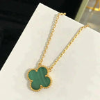 ??Loco?¡¥CLOVER 15MM MALACHITE SINGLE FLOWER  NECKLACE