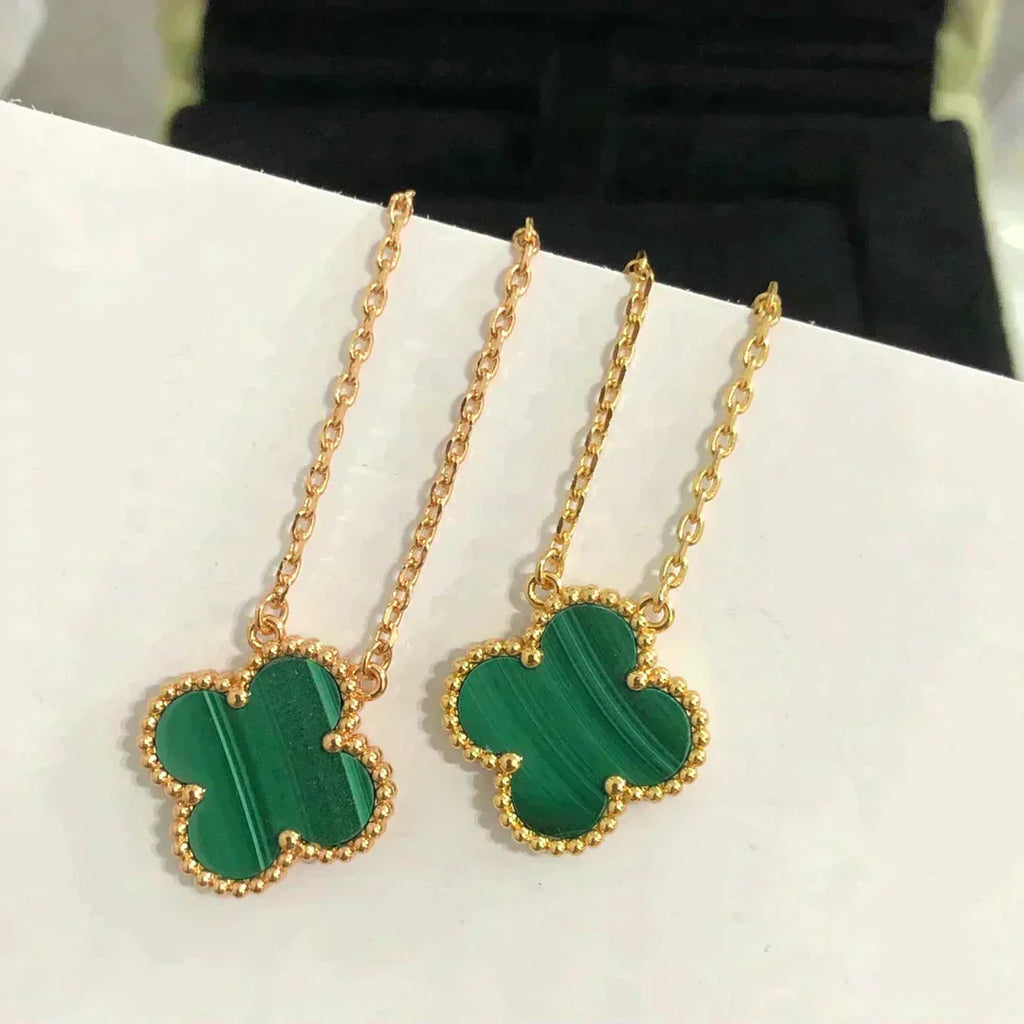 ??Loco?¡¥CLOVER 15MM MALACHITE SINGLE FLOWER  NECKLACE