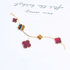 ??Loco?¡¥CLOVER BRACELET 5 MOTIFS CARNELIAN TIGER EYE