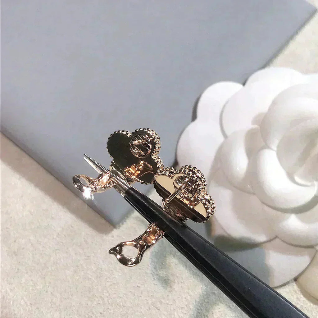 ??Loco?¡¥CLOVER MEDIUM 1 MOTIFS  PINK MOP DIAMOND EARRINGS