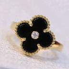 ??Loco?¡¥CLOVER ONYX RING GOLD DIAMOND