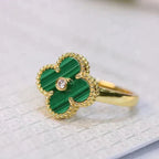??Loco?¡¥CLOVER MALACHITE RING GOLD DIAMOND