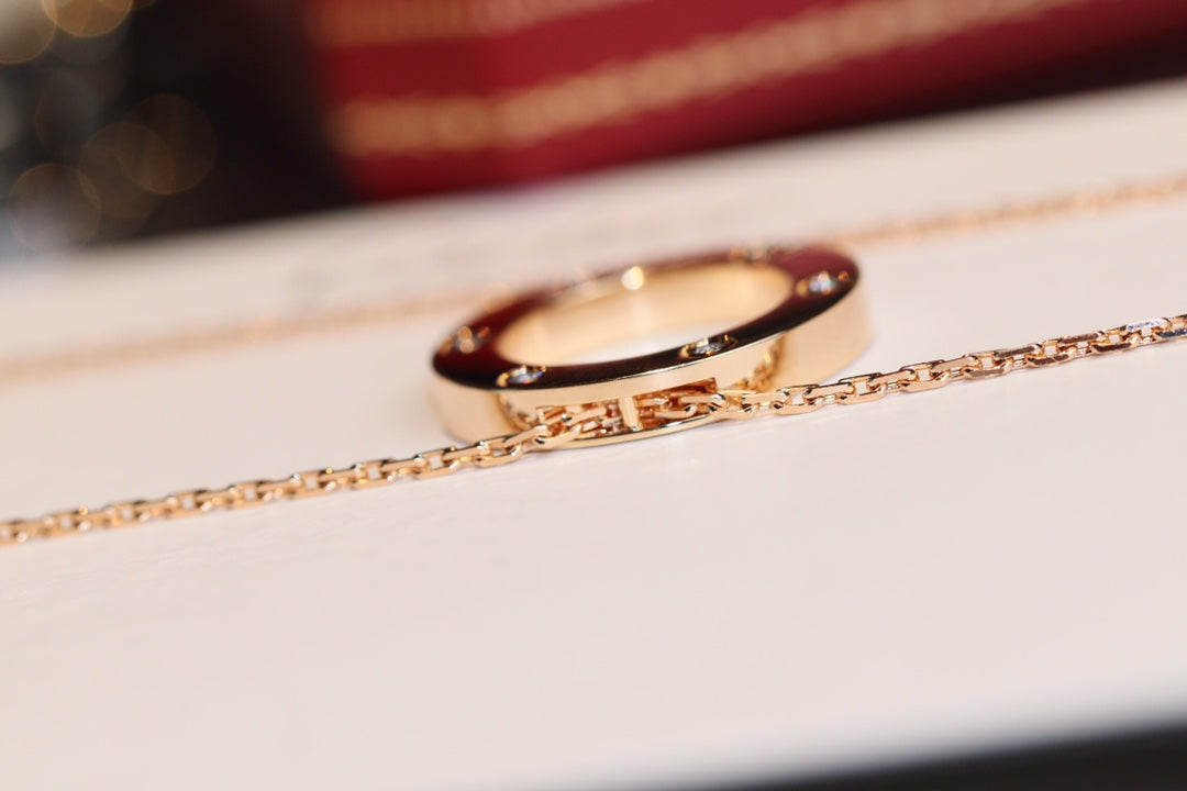 ??Loco?¡¥LOVE NECKLACE 16MM 6 DIAMONDS PINK GOLD