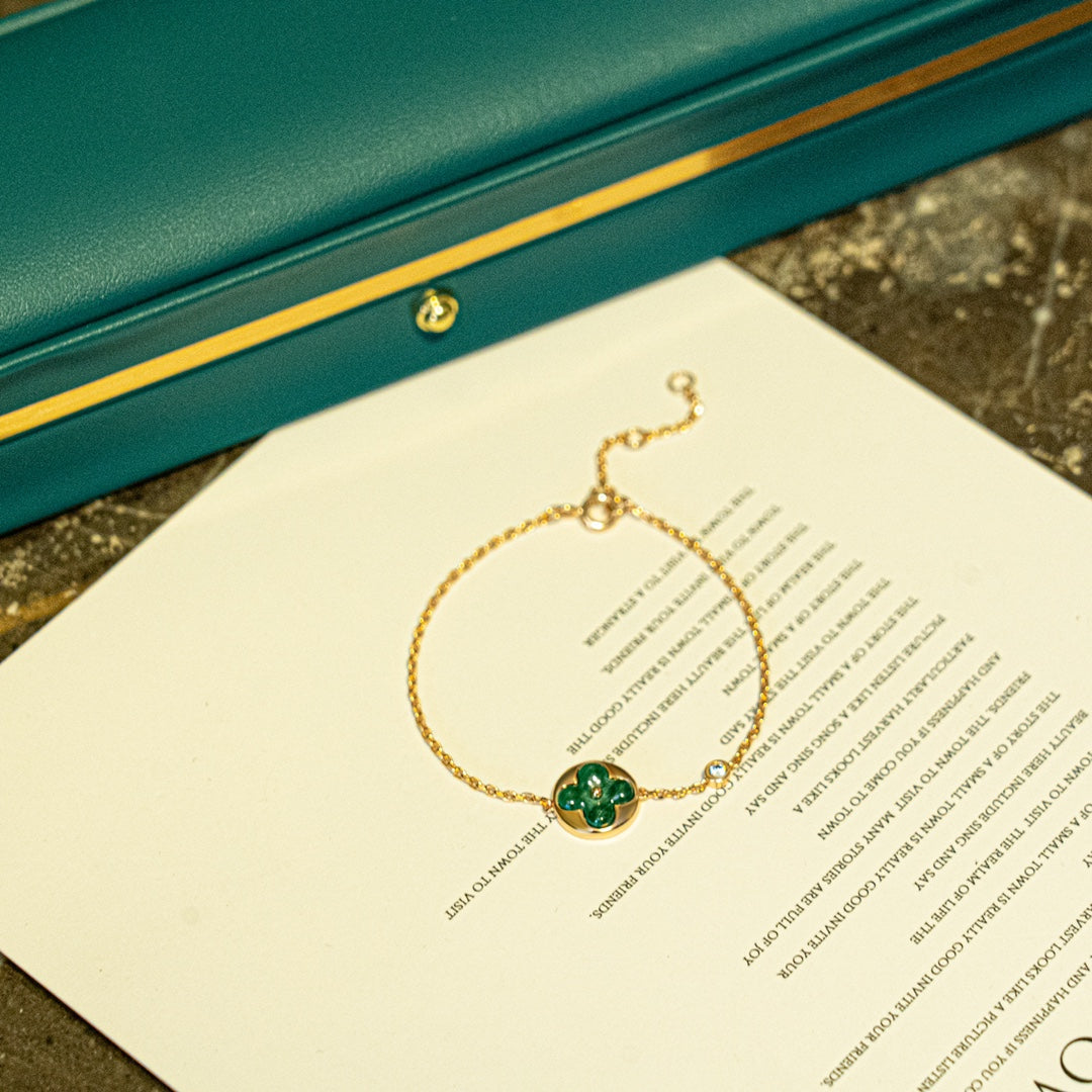 ??Loco?¡¥SUN MALACHITE 1 DIAMOND PINK GOLD BRACELET