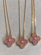 ??Loco?¡¥CLOVER 15MM DIAMOND RHODONITE NECKLACE