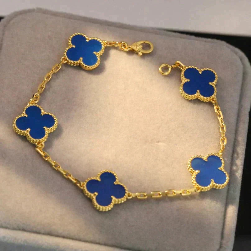 [Loco]New CLOVER 5 MOTIF BLUE AGATE BRACELET COLLECTION