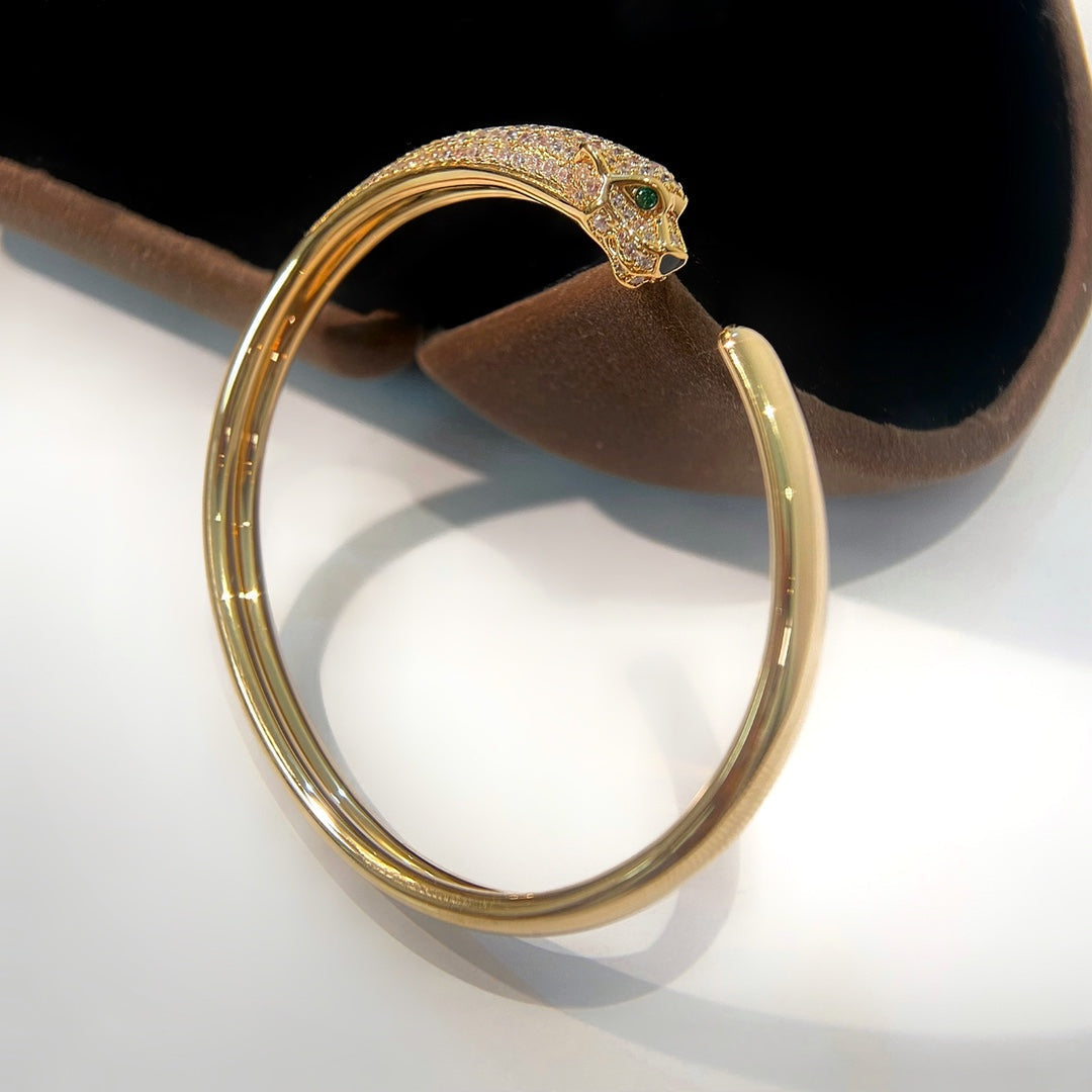 ??Loco?¡¥PANTHERE GOLD DIAMOND OPEN BRACELET