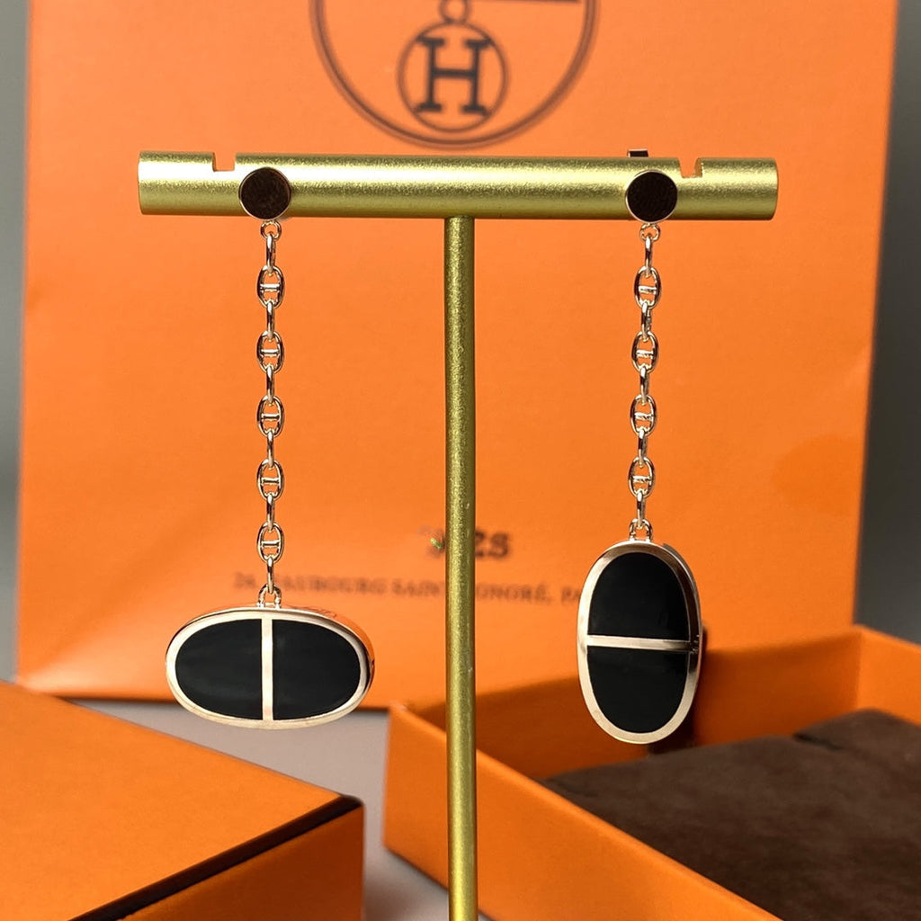 ??Loco?¡¥CHAINE VERSO BLACK CERAMIC EARRINGS