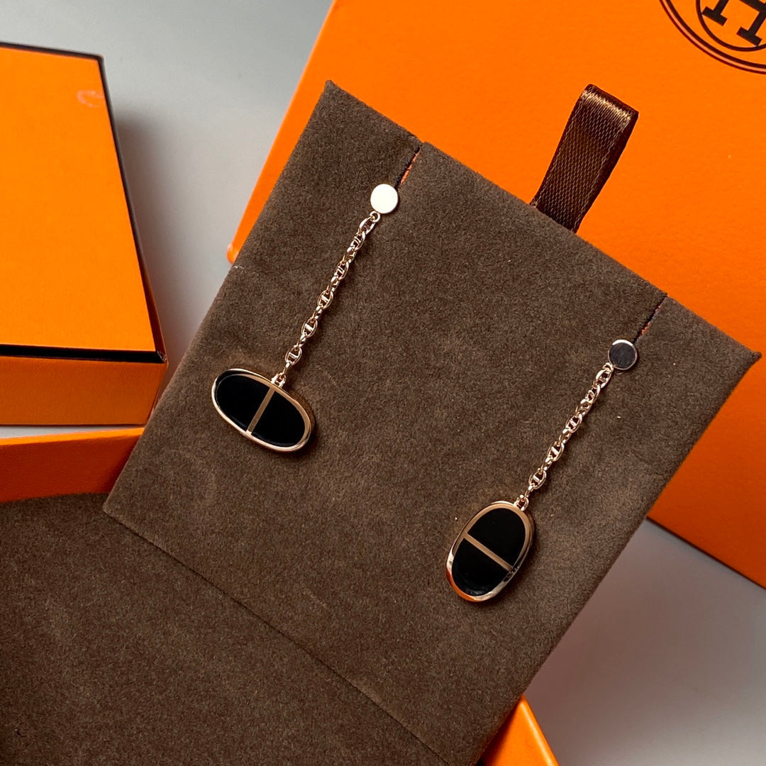 ??Loco?¡¥CHAINE VERSO BLACK CERAMIC EARRINGS