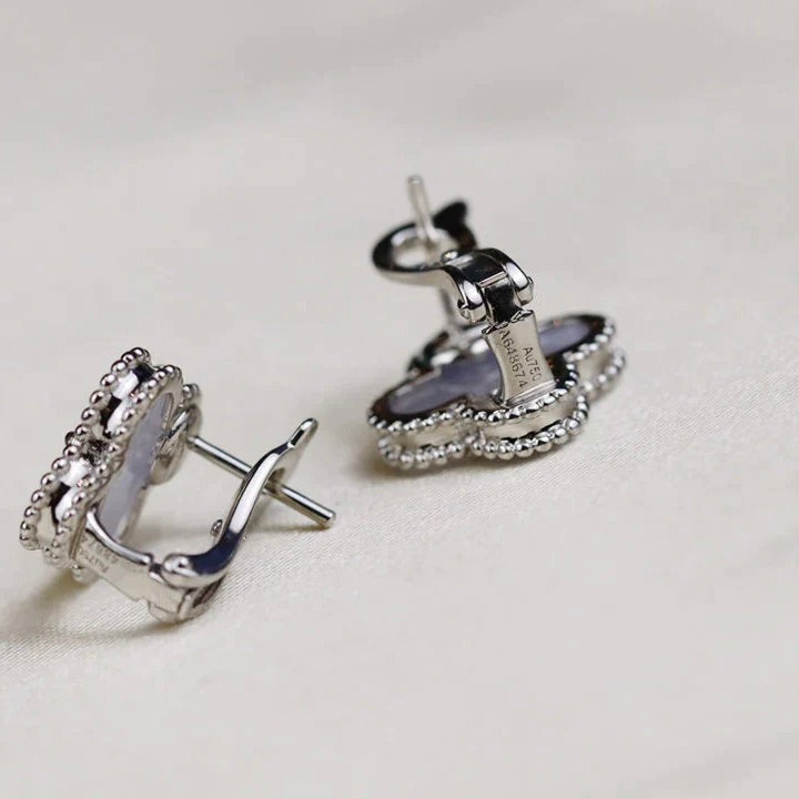 ??Loco?¡¥CLOVER MEDIUM 1 MOTIFS  WHITE MOP EARRINGS SILVER