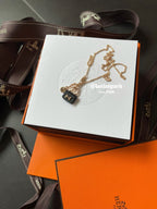 ??Loco?¡¥CONSTANCE BLACK PEDANT PINK GOLD NECKLACE