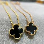 ??Loco?¡¥CLOVER 15MM BLACK ONYX SINGLE FLOWER NECKLACE