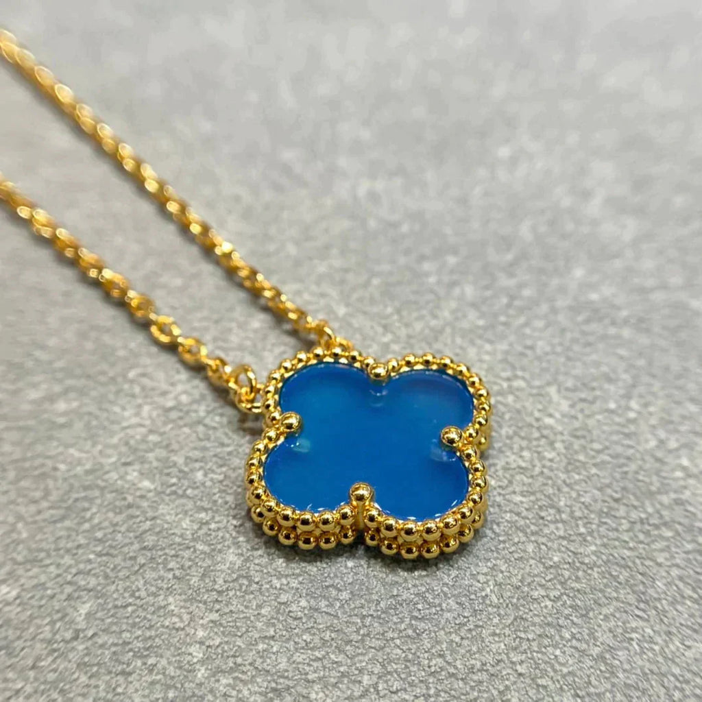 ??Loco?¡¥CLOVER 15MM BLUE AGATE NECKLACE