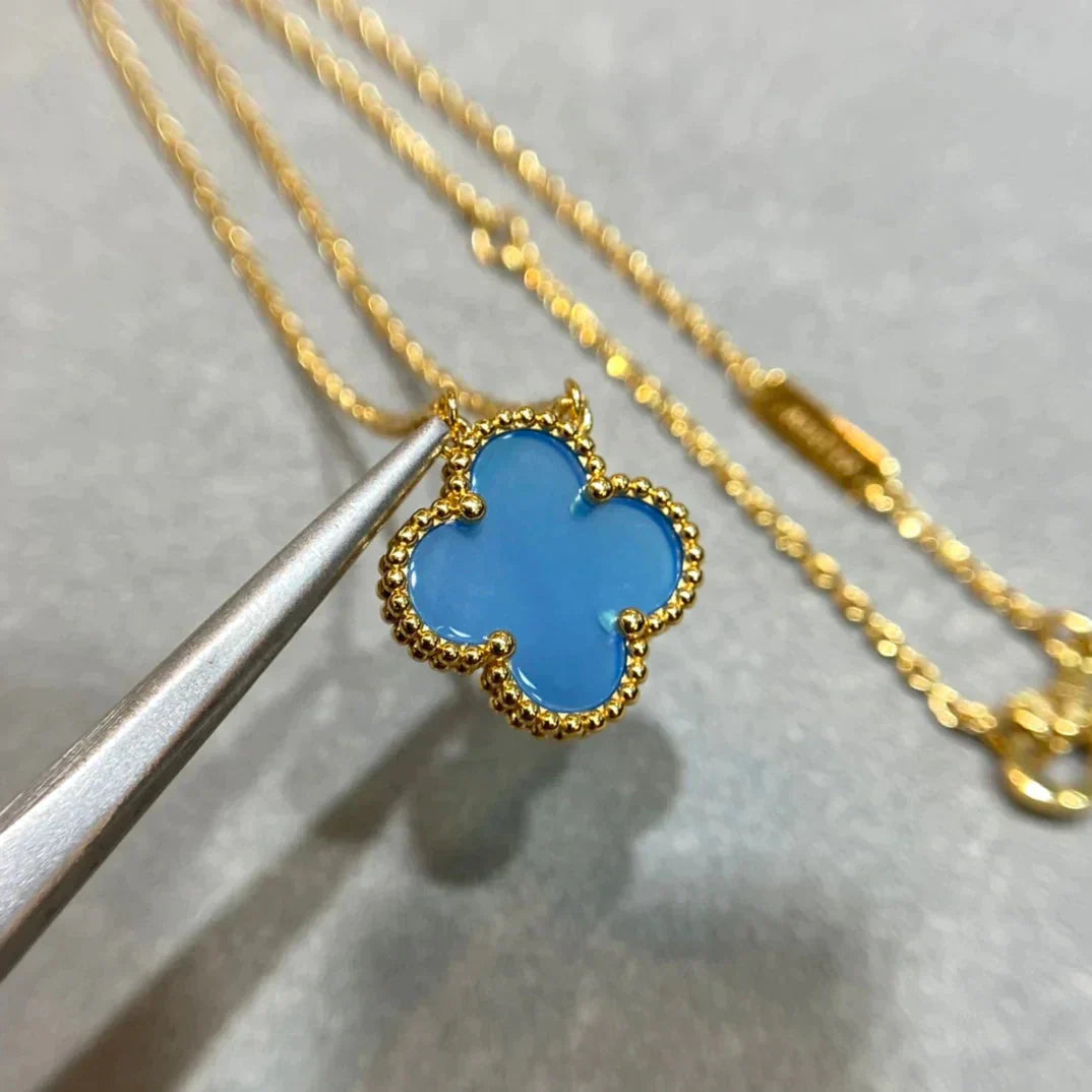 ??Loco?¡¥CLOVER 15MM BLUE AGATE NECKLACE