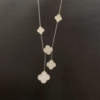 ??Loco?¡¥CLOVER 5 MOTIFS SILVER DIAMONDS NECKLACE