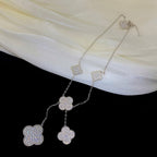 ??Loco?¡¥CLOVER 5 MOTIFS SILVER DIAMONDS NECKLACE