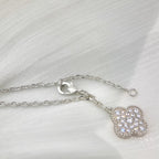 ??Loco?¡¥CLOVER 5 MOTIFS SILVER DIAMONDS NECKLACE