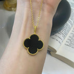 ??Loco?¡¥CLOVER 25MM NECKLACE GOLD ONYX
