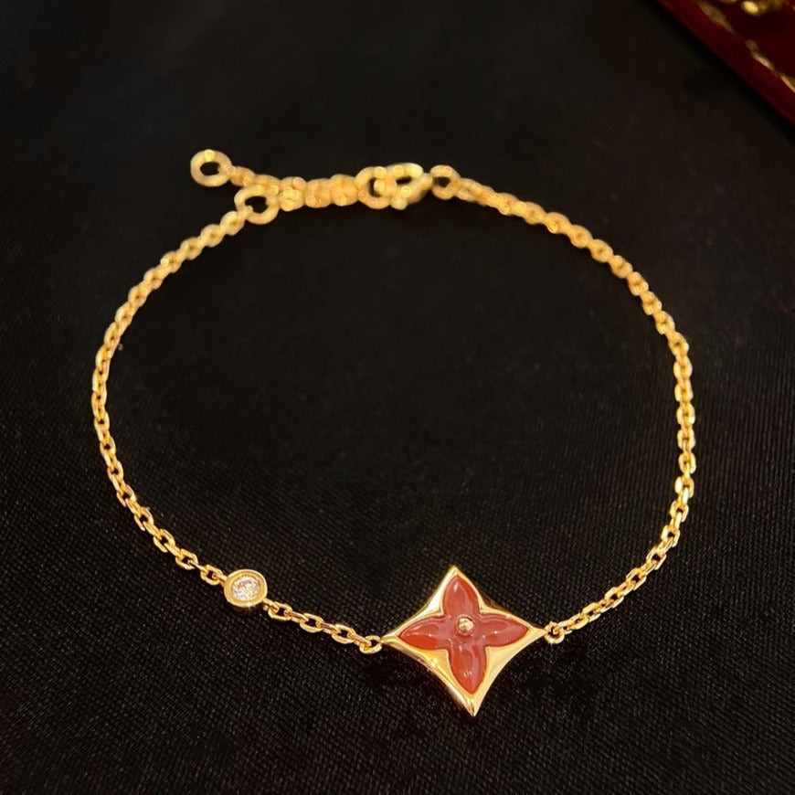 ??Loco?¡¥COLOR STAR CARNELIAN PINK GOLD DIAMOND BRACELET