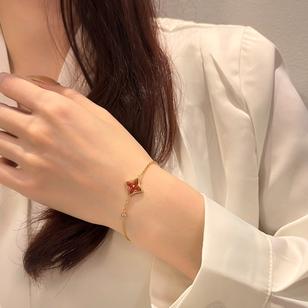 ??Loco?¡¥COLOR STAR CARNELIAN PINK GOLD DIAMOND BRACELET