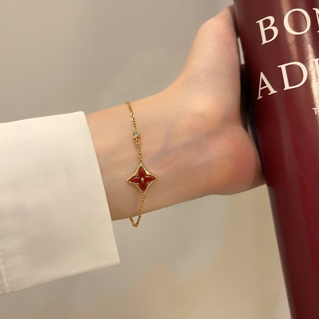 ??Loco?¡¥COLOR STAR CARNELIAN PINK GOLD DIAMOND BRACELET