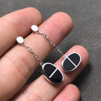 ??Loco?¡¥CHAINE VERSO BLACK CERAMIC SILVER EARRINGS