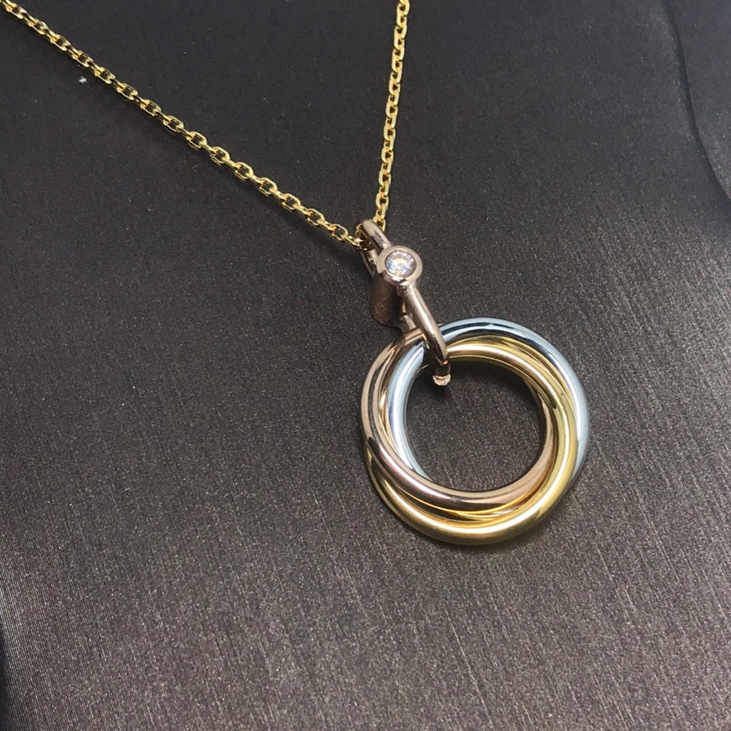 ??Loco?¡¥TRINITY SILVER GOLD PINK GOLD NECKLACE