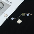 ??Loco?¡¥CLOVER BRACELET 5 MOTIFS MOP CHALCEDONY SILVER