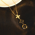 ??Loco?¡¥STAR AND SUN ONYX PINK GOLD NECKLACE