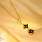 ??Loco?¡¥STAR AND SUN ONYX PINK GOLD NECKLACE