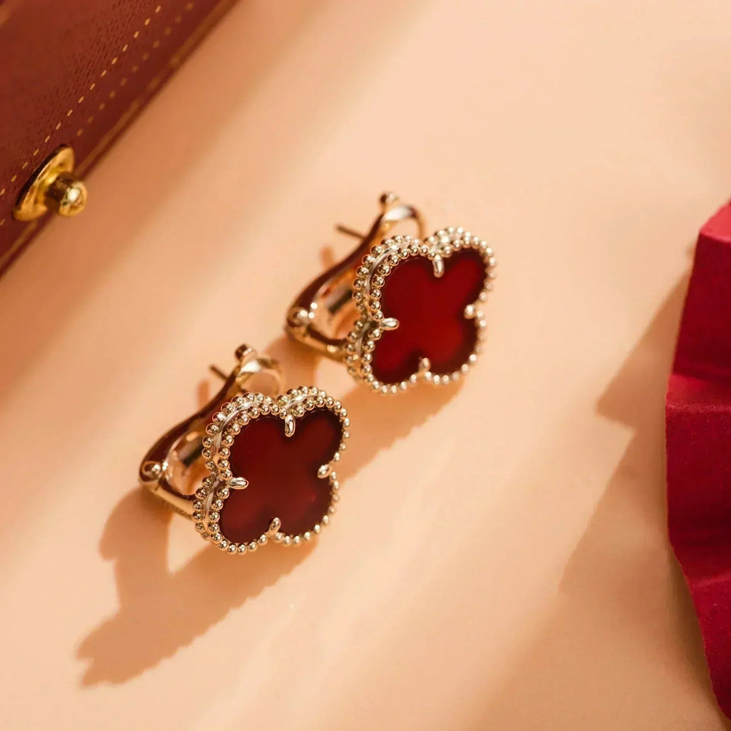 ??Loco?¡¥CLOVER MEDIUM 1 MOTIFS CARNELIAN  EARRINGS