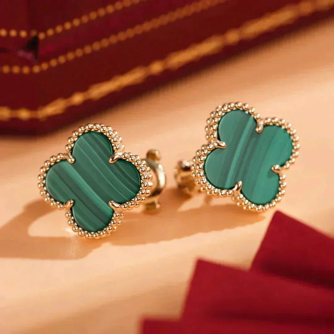 ??Loco?¡¥CLOVER MEDIUM 1 MOTIFS MALACHITE  EARRINGS