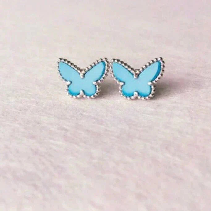 ??Loco?¡¥BUTTERFLY TURQUOISE EARRINGS SILVER