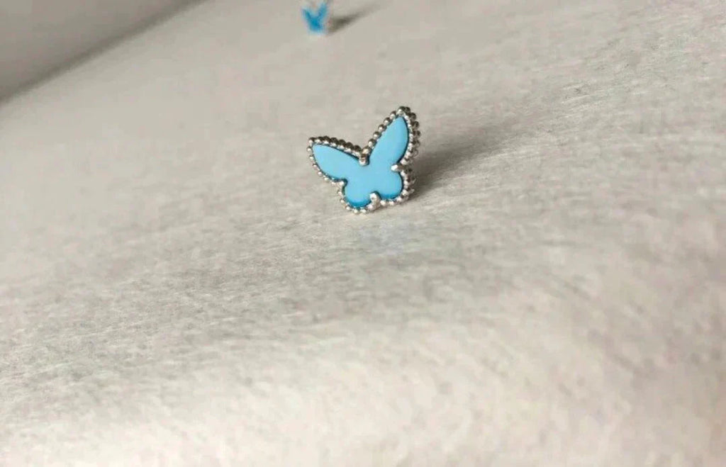 ??Loco?¡¥BUTTERFLY TURQUOISE EARRINGS SILVER
